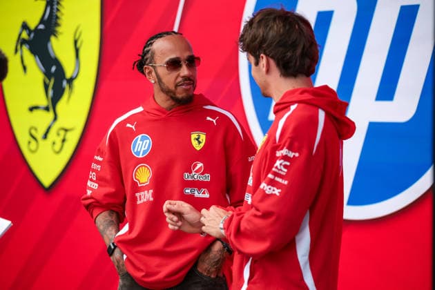 F1 - MIAMI GRAND PRIX 2026 HAMILTON Lewis (gbr), Scuderia Ferrari SF-26, LECLERC Charles (mco), Scuderia Ferrari SF-26, portrait during the Formula 1 Miami Grand Prix 2026, 4th round of the 2026 Formula One World Championship, WM, Weltmeisterschaft from May 1 to 3, 2026 on the Miami International Autodrome, in Miami Gardens, USA - Miami GardensUnited States  Copyright: xDPPIx