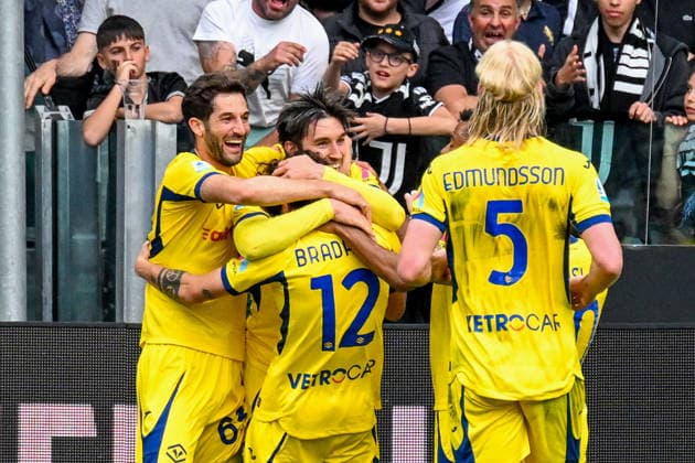 Hellas Verona s Bowie celebrates after scoring a goal for his team during the Serie A soccer match between Juventus and Hellas Verona at the Allianz Stadium in Turin, Italy - Sunday, May 03, 2026. - Soccer .  Copyright: xTanoxPecoraro LaPressex