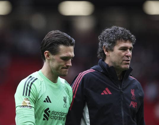 Manchester Utd v Liverpool, FA Premier League 03.05.26 Manchester Utd v Liverpool, FA Premier League Bradley Ormesher The Times Freddie Woodman of Liverpool at end of the match  Copyright: xBradleyxOrmesherx NINTCHDBPICT001078054781