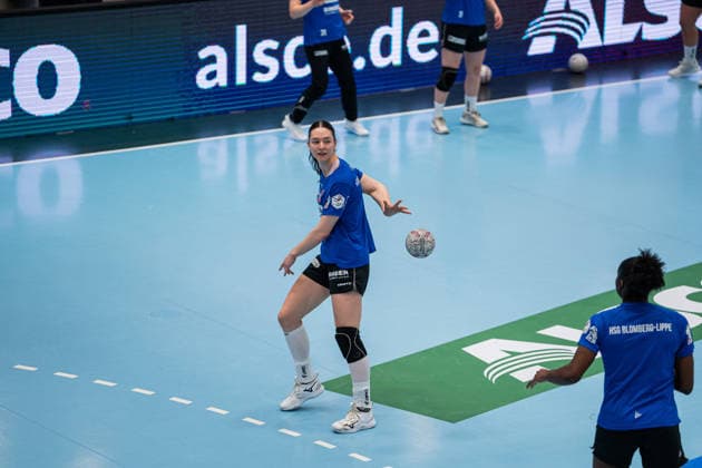 HSG Blomberg-Lippe (GER) vs. Thueringer HC (GER), Handball, 1. Handball Bundesliga Frauen, Halbfinale, Spiel 2, 3.5.2026, Saision 2025 2026, Bad Langensalza Nuria Bucher (HSG Blomberg-Lippe, 21) beim Aufwaermen Bad Langensalza Salza-Halle Deutschland