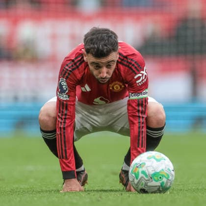 Premier League: Manchester United, ManU v Liverpool Bruno Fernandes of Manchester United takes a breather before taking a free kick during the Premier League match Manchester United vs Liverpool at Old Trafford, Manchester, United Kingdom on 03 May 2026 (Photo by Mark Cosgrove News Images) Manchester Old Trafford Greater Manchester United Kingdom Copyright: xMarkxCosgrove NewsxImagesx