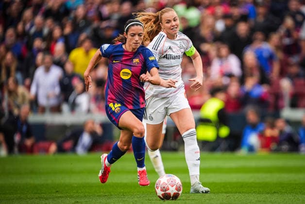 May 3, 2026, Barcelona, Spain, Spain: Aitana BONMATI of Barcelona and Glodis VIGGOSDOTTIR of Bayern Munich during the UEFA Women s Champions League match between FC Barcelona, Barca and FC Bayern Munich at Spotify Camp Nou Stadium on May 03, 2026 in Barcelona, Spain. FC Barcelona V FC Bayern Munich - UEFA Women s Champions League  - ZUMAm308 20260503_zsp_m308_043 Copyright: xMatthieuxMirvillex