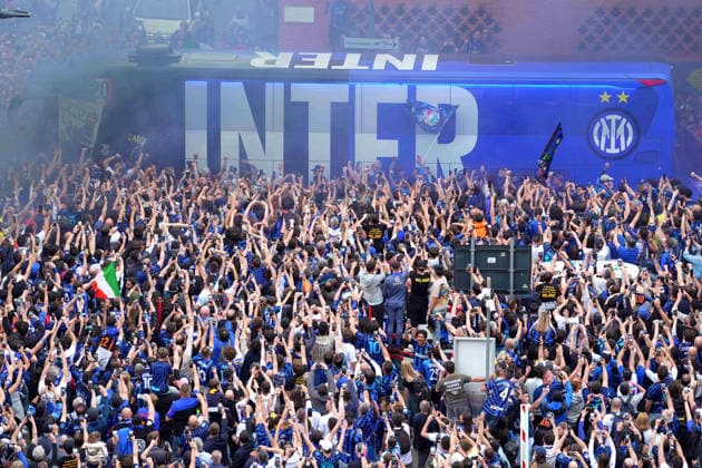 The Inter™s bus arriving at the stadium before the Serie A soccer match between Inter and Parma at the San Siro Stadium in Milan , north Italy - Sunday , May 03 , 2026. - Soccer .  Copyright: xSpada LaPressex