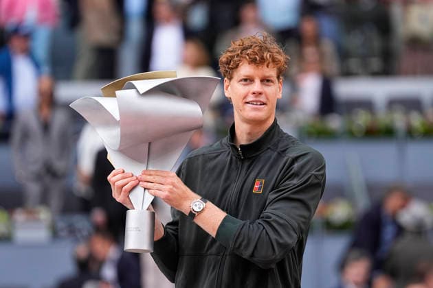 May 3, 2026, Madrid, Madrid, Spain: Jannik Sinner of Italy celebrates the victory with the trophy after winning against Alexander Zverev of Germany during the Men s Singles Final of Mutua Madrid Open 2026 at La Caja Magica on May 03, 2026 in Madrid, Spain. Mutua Madrid Open 2026 - Day 14  - ZUMAa181 20260503_zaa_a181_266 Copyright: xOscarxJ.xBarrosox