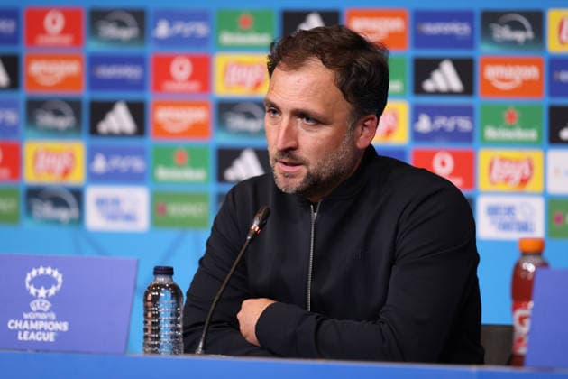 BARCELONA, SPAIN, MAY 3: Bayern Munich manager Jose Barcala gives a press conference, PK, Pressekonferenz during the UEFA Womens Champions League match between FC Barcelona, Barca and Bayern Munich at Spotify Camp Nou on May 3rd, 2026 in Barcelona, Spain (Photo by Alexander Canillas Sports Press Photo) Copyright: xAlexanderxCanillas SPPx Sportspressphoto_SPR141188