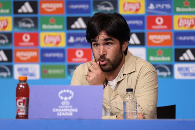 BARCELONA, SPAIN, MAY 3: FC Barcelona, Barca manager Pere Romeu gives a press conference, PK, Pressekonferenz during the UEFA Womens Champions League match between FC Barcelona and Bayern Munich at Spotify Camp Nou on May 3rd, 2026 in Barcelona, Spain (Photo by Alexander Canillas Sports Press Photo) Copyright: xAlexanderxCanillas SPPx Sportspressphoto_SPR141191