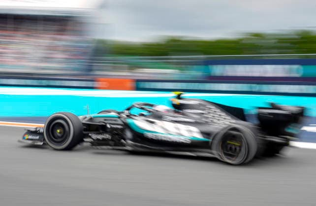 Mercedes-AMG Petronas driver Kimi Antonelli of Italy in action during the Formula One Miami Grand Prix at the Miami International Autodrome in Miami Gardens, Florida on Sunday, May 3, 2026.  MIA20260503912 GREGxNASH