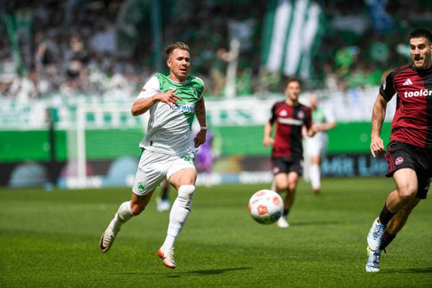 276. Frankenderby: SpVgg Greuther Fuerth vs. 1.FC Nürnberg Football, 2nd Bundesliga 276. Frankenderby: SpVgg Greuther Fuerth vs. 1.FC Nürnberg 3 May 2026 Sportpark Ronhof Thomas Sommer, Fuerth, Germany Image: Felix Klaus (Fürth) in action. DFL regulations prohibit any use of photographs as image sequences and or quasi-video Copyright: xPresseFotoxEvansx xRyanxEvansx