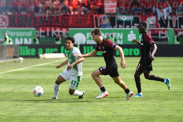276. Frankenderby: SpVgg Greuther Fuerth vs. 1.FC Nürnberg Football, 2nd Bundesliga 276. Frankenderby: SpVgg Greuther Fuerth vs. 1.FC Nürnberg 3 May 2026 Sportpark Ronhof Thomas Sommer, Fuerth, Germany Image: (fLTR) Sayfallah Ltaief (Fürth), Adam Marhiev (Nürnberg) DFL regulations prohibit any use of photographs as image sequences and or quasi-video Copyright: xPresseFotoxEvansx xRyanxEvansx