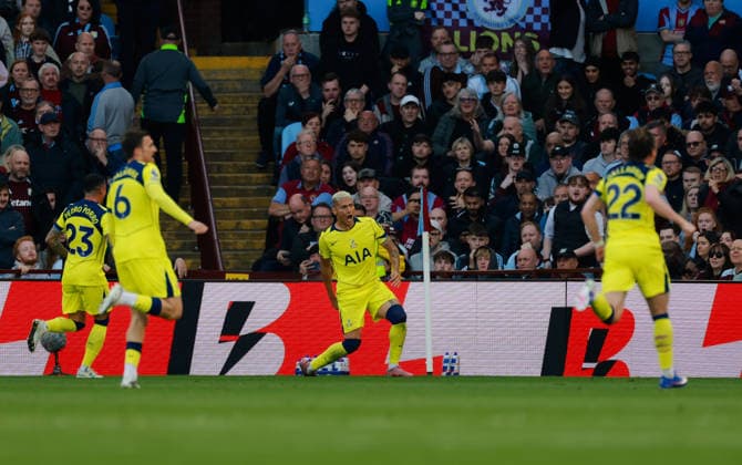 Premier League 2025 26 Aston Villa v Tottenham Hotspur Villa Park 03.05.2026 Richarlison of Tottenham Hotspur scores and celebrates 0-2 Premier League 2025 26 Aston Villa v Tottenham Hotspur Villa Park 03.05.2026 Photograph By Marc Aspland The Times  Copyright: xMarcxAsplandx NINTCHDBPICT001078071835