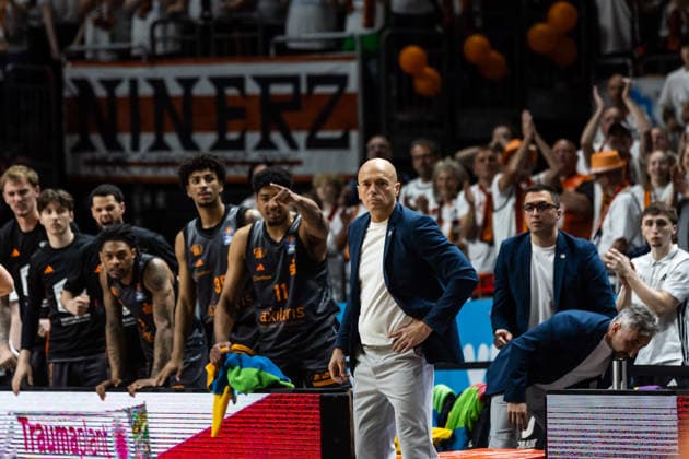 GER, easy-Credit Basketball-Bundesliga, ALBA Berlin - Niners Chemnitz. 03.05.2026, Uber Arena, Berlin, GER, easy-Credit Basketball-Bundesliga, ALBA Berlin - Niners Chemnitz. Rodrigo Pastore (Head Coach), Niners Chemnitz Foto Alexander Trienitz Berlin Uber Arena Berlin Deutschland
