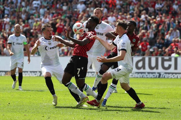 Hannover 96 vs Münster, 2. BL Hannover, 03.05.2026, Fussball - Herren, 2. BL, Saison 2025 2026, Hannover 96 vs Preußen Münster, Mustapha Bundu (Hannover96),Antonio Tikvic (Münster), Torge Paetow (Münster) (DFL DFB REGULATIONS PROHIBIT ANY USE OF PHOTOGRAPHS as IMAGE SEQUENCES and or QUASI-VIDEO) Heinz von Heiden Arena Niedersachsen Deutschland