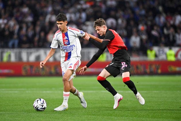 Olympique Lyonnais v Stade Rennais FC - Ligue 1 McDonald s 2025 2026 17 Sebastian SZYMANSKI (srfc) - 44 Khalis MERAH (ol) during the Ligue 1 McDonald s match between Lyon and Rennes at Groupama Stadium on May 3, 2026 in Lyon, France. Lyon France  Copyright: xFEPx 776348379