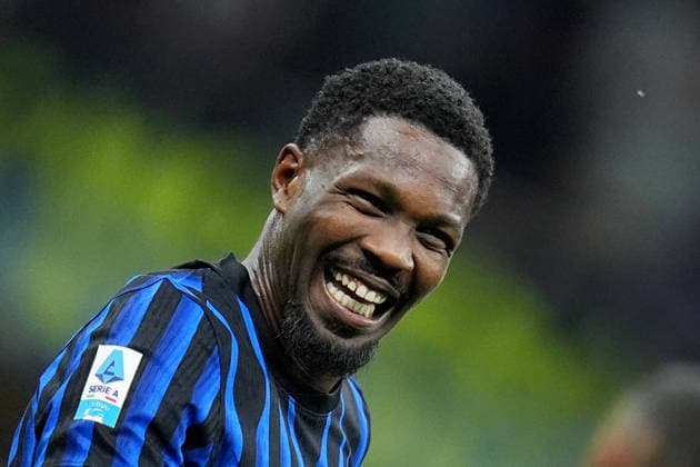 Inter Milan s Marcus Thuram celebrates after scoring 1-0 during the Serie A soccer match between Inter and Parma at the San Siro Stadium in Milan , north Italy - Sunday , May 03 , 2026. - Soccer .  Copyright: xSpada LaPressex