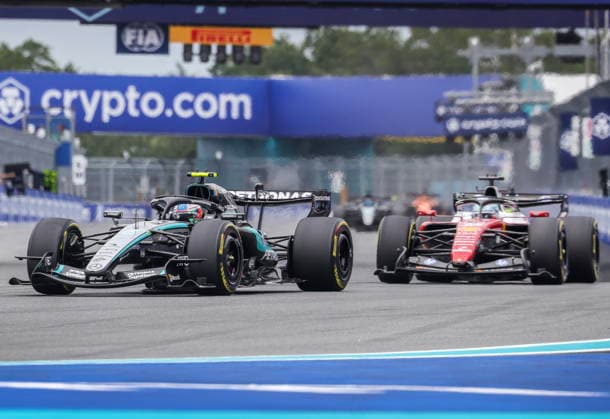 Formula One Miami Grand Prix - Race Mercedes driver Andrea Kimi Antonelli of Italy (L) and Scuderia Ferrari driver Charles Leclerc of Monaco compete in the Formula 1 Miami Grand Prix at the Miami International Autodrome in Miami Gardens, Florida, USA, 03 May 2026. MIAMI GARDENS United States  Copyright: xCRISTOBALxHERRERA-ULASHKEVICHx