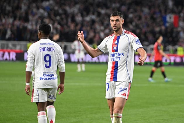 Football : Olympique Lyonnais v Rennes - Ligue 1 - 03 05 2026 Roman Yaremchuk of Lyon scoring goal during the French league 1 match between Olympique Lyonnais and Rennes at Groupama Stadium Decines Charpieu Lyon France on May 03, 2026 LYONFrance  Copyright: xMouradxAllilix