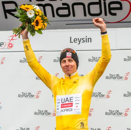 May 3, 2026, Leysin, Vaud, Switzerland: Leysin Switzerland, 05 03 2026: TADEJ POGACAR 1 (yellow jersey) of UAE Team Won the 5th stage of the Tour de Romandie 2026. Tour de Romandie 2026. The 5th and final stage of the Tour de Romandie between Lucens and Leysin and took place in City center in Leysin. Leysin Switzerland - ZUMAd206 20260503_zip_d206_012 Copyright: xEricxDubostx