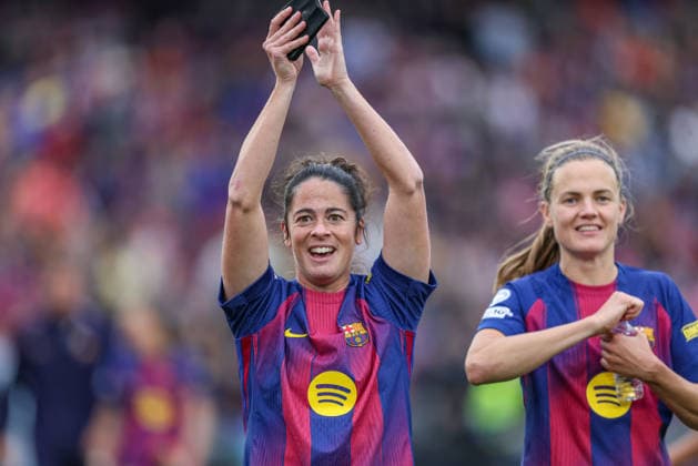 ESP, Barcelona, FC Barcelona, Barca vs FC Bayern München, Women s Champions League, Fussball, UEFA, Spielzeit 2025 2026, Camp Nou, Halbfinale, Rückspiel im Bild: Freude, Jubel, Emotionen nach dem Sieg beim FC Barcelona, Joy, jubilation, and excitement following the victory over FC Barcelona, Alegria, jubilo y emocion tras la victoria ante el FC Barcelona, Marta Torrejon (FC Barcelona 8) DFB DFL REGULATIONS PROHIBIT ANY USE OF PHOTOGRAPHS AS IMAGE SEQUENCES AND OR QUASI-VIDEO, 03.05.2026 Copyright: HMBxMedia HendrikxHamelau