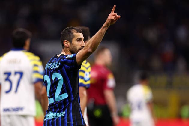 Henrikh Mkhitaryan (Fc Internazionale) celebrates after scoring his team s second goal, Serie A, FC Internazionale v Parma Calcio 1913, Giuseppe Meazza, May 3, 2026, Milan, Italy.