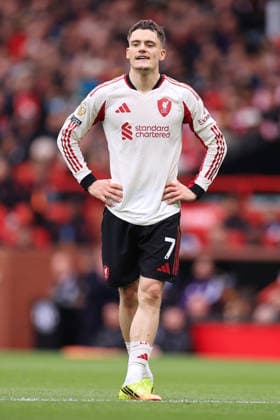 Football - Premier League - Manchester United, ManU v Liverpool 3rd May 2026 - Premier League - Manchester United v Liverpool - Florian Wirtz of Liverpool looks dejected - Photo: Simon Stacpoole Offside. Manchester UK Copyright: xSimonxStacpoolexOffside