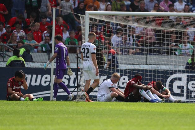 Hannover 96 vs Münster, 2. BL Hannover, 03.05.2026, Fussball - Herren, 2. BL, Saison 2025 2026, Hannover 96 vs Preußen Münster, Spielende, (DFL DFB REGULATIONS PROHIBIT ANY USE OF PHOTOGRAPHS as IMAGE SEQUENCES and or QUASI-VIDEO) Heinz von Heiden Arena Niedersachsen Deutschland