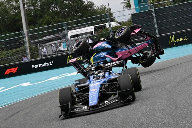May 3, 2026, Miami Gardens, United States of America: PIERRE GASLY (FRA) of Alpine 10 crashes into turn 18 after a rollover accident during race day of the 2026 Formula 1 Miami Grand Prix. F1 2026: Miami Grand Prix: Race Day  - ZUMAb177 20260503_aap_b177_068 Copyright: xTaidghxBarronx