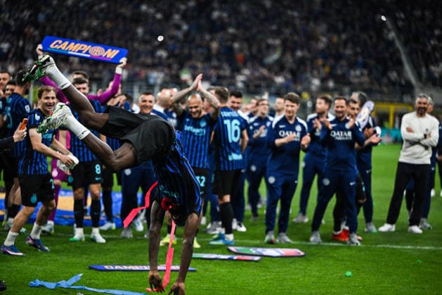 CALCIO - Serie A - Inter - FC Internazionale vs Parma Calcio Marcus Thuram of Inter FC celebrating the club s 21th Scudetto after the Italian Serie A football match between Inter FC Internazionale and Parma Calcio 1913 on 3 of May 2026 at Giuseppe Meazza San Siro Siro stadium in Milan, Italy. Credit: Tiziano Ballabio Milan Italy  Copyright: xIPAxSport ABACAx