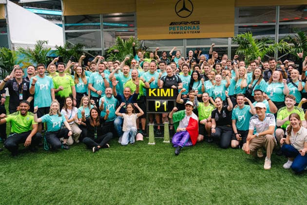 F1 Grand Prix Of Miami - Andrea Kimi Antonelli Wins Andrea Kimi Antonelli (ITA) of Mercedes-AMG PETRONAS Formula One Team celebrating his win on Sunday during the 2026 Formula 1 Crypto.com Miami Grand Prix at the Miami International Autodrome on May 3, 2026. Credit: Photo by Antoine Lapeyre ABACAPRESS.COM Miami United States  Copyright: xLapeyrexAntoine ABACAx