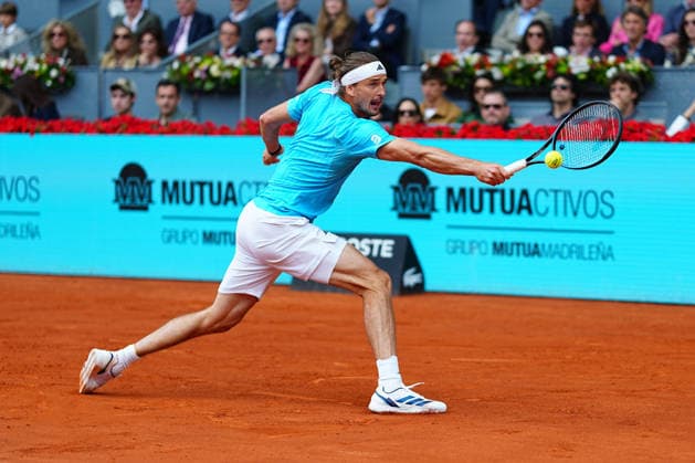May 3, 2026, Madrid, Spain: Alexander Zverev of Germany plays against Jannik Sinner of Italy (not in view) during the Men™s Singles final match at the 2026 Mutua Madrid Open at La Caja Magica. Jannik Sinner won 6-1, 6-2 Madrid Spain - ZUMAs197 20260503_aaa_s197_235 Copyright: xGokhanxTanerx