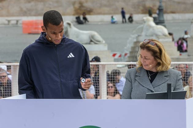 Felix Auger-Aliassime e Giulia Orlandi durante il sorteggio dei tabelloni degli Internazionali D™Italia di tennis a Piazza del Popolo. LunedÃ¬ 4 Maggio 2026. News  Copyright: xValentinaxStefanelli LaPressex