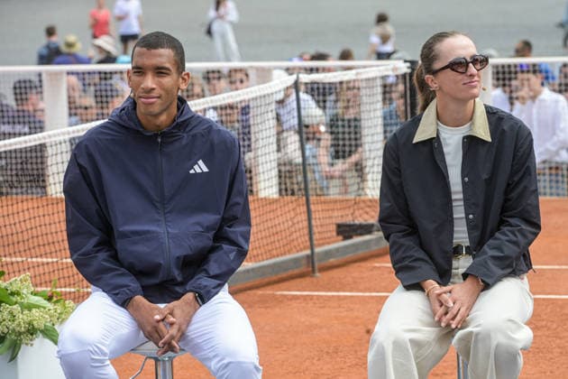 Iga Swiatek e Felix Auger-Aliassime. Sorteggio dei tabelloni degli Internazionali D™Italia di tennis a Piazza del Popolo. LunedÃ¬ 4 Maggio 2026. News  Copyright: xValentinaxStefanelli LaPressex
