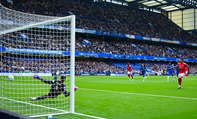 Igor Jesus of Nottingham Forest scores a goal to make it 2-0 from the penalty spot Chelsea v Nottingham Forest, Premier League, Football, Stamford Bridge, London , UK - 04 May 2026London Stamford Bridge United Kingdom EDITORIAL USE ONLY No use with unauthorised audio, video, data, fixture lists, club league logos or live services. Online in-match use limited to 120 images, no video emulation. No use in betting, games or single club league player publications. Copyright: xJavierxGarcia Shutterstockx 16854610t