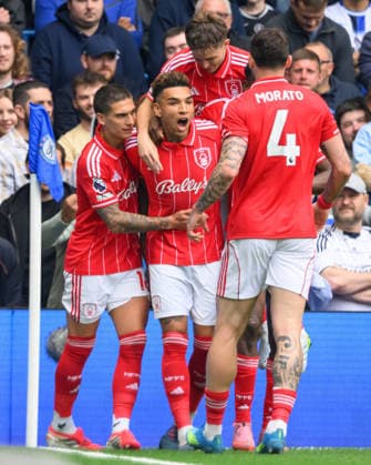 04 May 2026 - Chelsea v Nottigham Forest - Premier League - Stamford Bridge. Chelsea v Nottigham Forest - Premier League - Stamford Bridge. Igor Jesus celebrates scoring Forest s second goal. Picture : Mark Pain London England  Copyright: xMarkxPainx