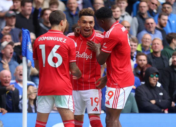 Chelsea v Nottingham Forest, English Premier League, Stamford Bridge, Stamford Bridge, London, UK - 04 05 2026 Igor Jesus of Nottingham Forrest celebrates scoring their second goal during the Premier League game against Chelsea at Stamford Bridge London Stamford Bridge London GBR, UK NEWSPAPERS OUT Copyright: xMarkxGreenwoodx