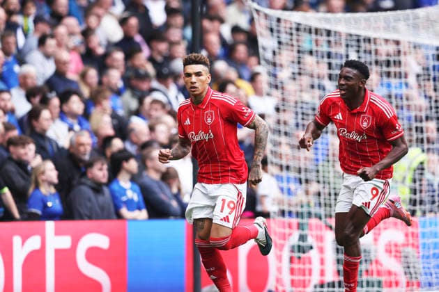 4th May 2026; Stamford Bridge, Chelsea, London, England: Premier League Football, Chelsea versus Nottingham Forest; Igor Jesus of Nottingham Forest celebrates his goal from a penalty kick in the 15th minute for 0-2 KatiexChan