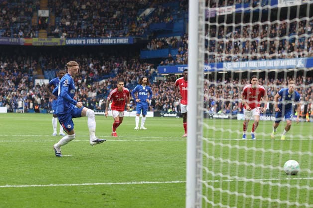 Chelsea v Nottingham Forest 4 May 2026, London - Premier League Football - Chelsea v Nottingham Forest - Cole Palmer of Chelsea has his penalty saved - Photo: Charlotte Wilson Offside. London UK Copyright: xCharlottexWilsonx xOffsidexOffside