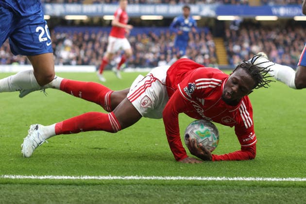 Chelsea v Nottingham Forest 4 May 2026, London - Premier League Football - Chelsea v Nottingham Forest - Dilane Bakwa of Nottingham Forest - Photo: Charlotte Wilson Offside. London UK Copyright: xCharlottexWilsonx xOffsidexOffside