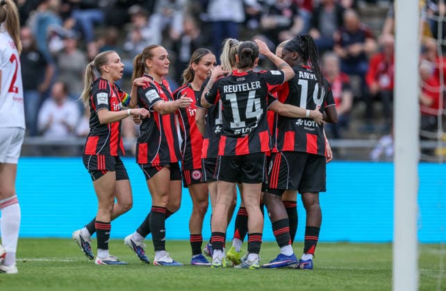 GER, Frankfurt, Eintracht Frankfurt vs FC Nürnberg, Google Pixel Bundesliga, Fussball, DFB, Spielzeit 2025 2026, Stadion am Brentanobad, 24. Spieltag im Bild: Nicole Anyomi (Eintracht Frankfurt Frauen 19), Tor zum 2:0, Tor, Jubel und Freude, Emotionen DFB DFL REGULATIONS PROHIBIT ANY USE OF PHOTOGRAPHS AS IMAGE SEQUENCES AND OR QUASI-VIDEO, 04.05.2026 Copyright: HMBxMedia HendrikxHamelau
