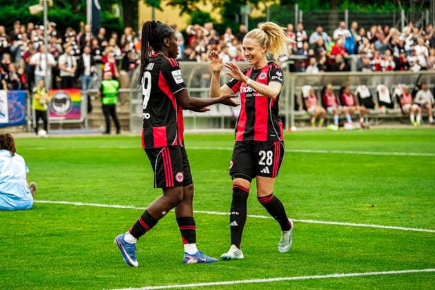 Deutschland: Fussball Google Pixel Frauen-Bundesliga 2025 2026 , 24. Spieltag - Eintracht Frankfurt Frauen vs 1. FC Nürnberg Frauen - Stadion Am Brentanobad (Frankfurt) : Nicole Anyomi (Eintracht Frankfurt Frauen, 19) Tor, Mimik, Gestik, Jubel, Torjubel, Emotionen Copyright: xBennetxLongx