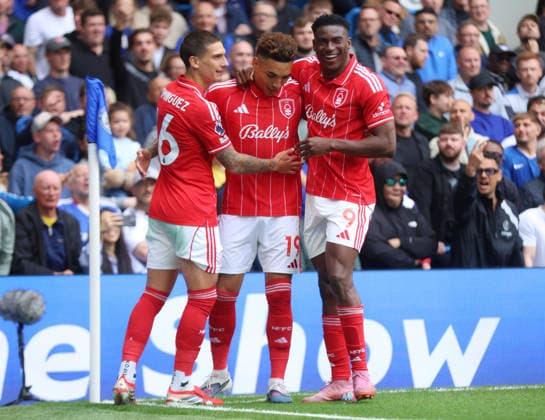 Chelsea v Nottingham Forest, English Premier League, Stamford Bridge, Stamford Bridge, London, UK - 04 05 2026 Igor Jesus of Nottingham Forrest celebrates scoring their second goal during the Premier League game against Chelsea at Stamford Bridge London Stamford Bridge London GBR, UK NEWSPAPERS OUT Copyright: xMarkxGreenwoodx
