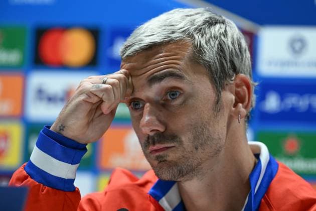 Ahead of Arsenal v Atletico Madrid - UEFA Champions League LONDON, UNITED KINGDOM - MAY 4: Antonie Griezmann of Atletico Madrid attends a press conference, PK, Pressekonferenz ahead of the UEFA Champions League semi-final match against Arsenal at Emirates Stadium in London, United Kingdom on May 4, 2026. Rasid Necati Aslim Anadolu London United Kingdom. Editorial use only. Please get in touch for any other usage.  Copyright: x2026xAnadoluxRasidxNecatixAslimx