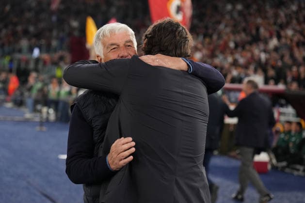 Roma™s head coach Gian Piero Gasperini Fiorentina™s head coach Paolo Vanoli during the Serie A EniLive soccer match between Roma and Fiorentina at the Rome s Olympic stadium, Italy - Monday May 4, 2026 - Soccer ( Photo by Alfredo Falcone LaPresse )  Copyright: xAlfredoxFalcone LaPressex