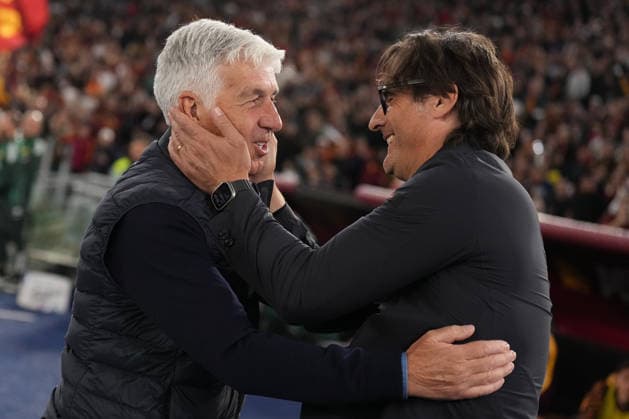 Roma™s head coach Gian Piero Gasperini Fiorentina™s head coach Paolo Vanoli during the Serie A EniLive soccer match between Roma and Fiorentina at the Rome s Olympic stadium, Italy - Monday May 4, 2026 - Soccer ( Photo by Alfredo Falcone LaPresse )  Copyright: xAlfredoxFalcone LaPressex