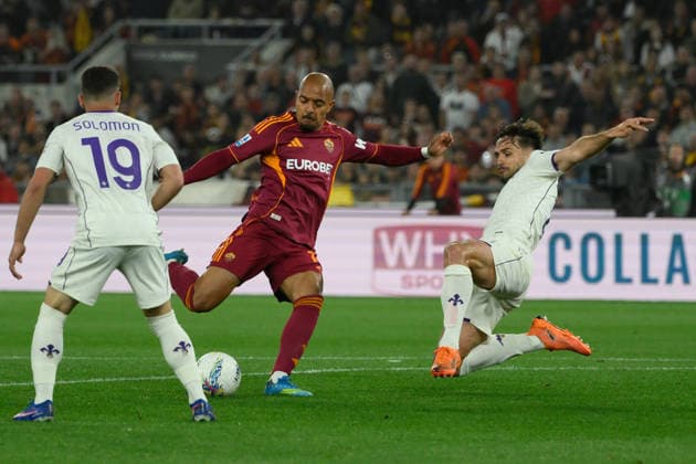 Romaâ??s Donyell Malen during the Italian Football Championship League A Enilive 2025 2026 match between AS Roma vs ACF Fiorentina at the Olimpic Stadium in Rome on 05 May 2026.  Copyright: xFabrizioxCorradetti IPAxSportx xipa-agency.netx xx IPA_74438272 IPA_Agency_IPA74438272