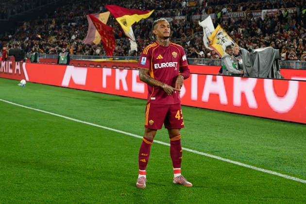 Wesley Vinicius Franca Lima of AS Roma celebrates after scoring the goal of 2-0 during the Serie A 2025 2026 football match between AS Roma and ACF Fiorentina at Stadio Olimpico in Rome (Italy), May 4, 2026. AndreaxStaccioli