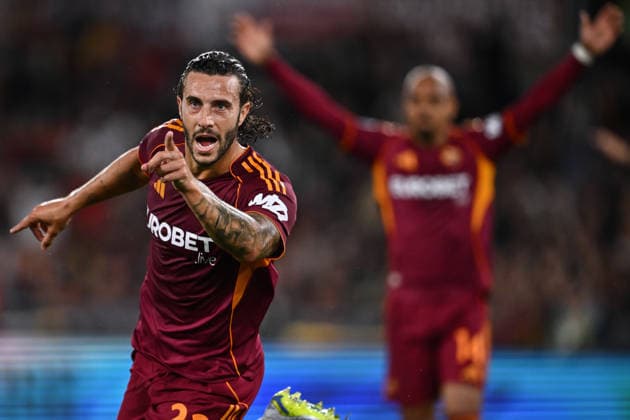 Dc Roma 04 05 2026 - campionato di calcio serie A Roma-Fiorentina foto Domenico Cippitelli Image nella foto: esultanza gol Mario Hermoso 