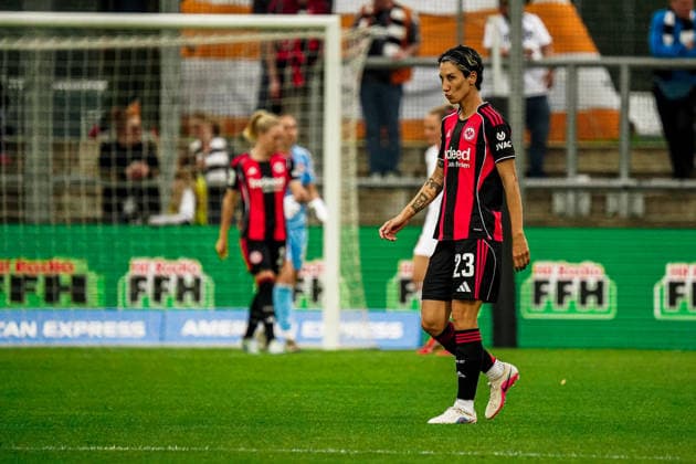 Deutschland: Fussball Google Pixel Frauen-Bundesliga 2025 2026 , 24. Spieltag - Eintracht Frankfurt Frauen vs 1. FC Nürnberg Frauen - Stadion Am Brentanobad (Frankfurt) : Sara Doorsoun (Eintracht Frankfurt Frauen, 23) Mimik, Stimmung Copyright: xBennetxLongx