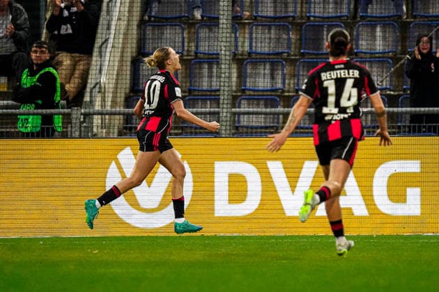 Deutschland: Fussball Google Pixel Frauen-Bundesliga 2025 2026 , 24. Spieltag - Eintracht Frankfurt Frauen vs 1. FC Nürnberg Frauen - Stadion Am Brentanobad (Frankfurt) : Laura Freigang (Eintracht Frankfurt Frauen, 10) Torjubel, Jubel, Tor, Emotionen, Mimik, Gestik, Geste Copyright: xBennetxLongx
