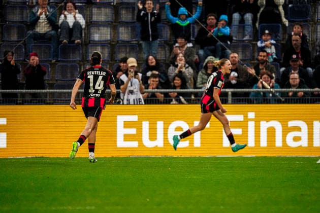 Deutschland: Fussball Google Pixel Frauen-Bundesliga 2025 2026 , 24. Spieltag - Eintracht Frankfurt Frauen vs 1. FC Nürnberg Frauen - Stadion Am Brentanobad (Frankfurt) : Laura Freigang (Eintracht Frankfurt Frauen, 10) Torjubel, Jubel, Tor, Emotionen, Mimik, Gestik, Geste Copyright: xBennetxLongx