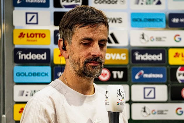 Deutschland: Fussball Google Pixel Frauen-Bundesliga 2025 2026 , 24. Spieltag - Eintracht Frankfurt Frauen vs 1. FC Nürnberg Frauen - Stadion Am Brentanobad (Frankfurt) : Niko Arnautis (Trainer, Eintracht Frankfurt Frauen) Interview, Mimik Copyright: xBennetxLongx